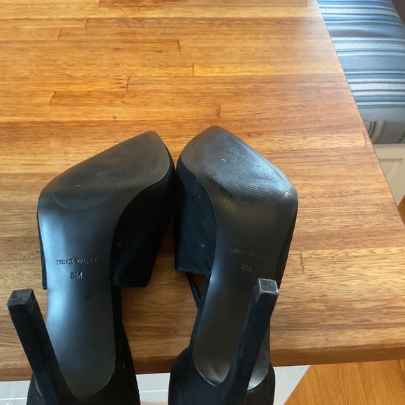 Nine West black suede strappy high heeled shoes - Picture 7 of 9